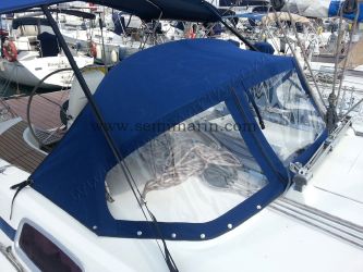 Yelkenli sprayhood tentesi lacivert renk kumaş uygulaması